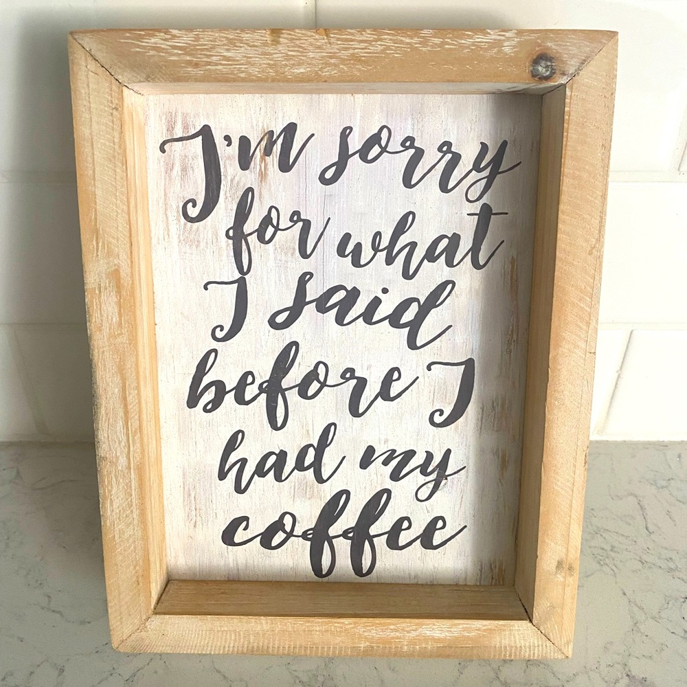 Coffee Decor Sign in Distressed Wood Frame